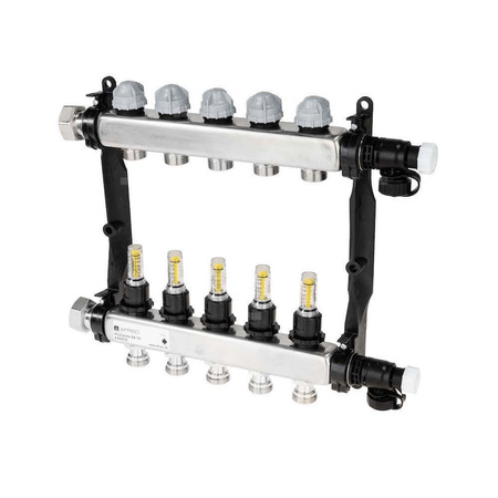 Rozdzielacz do ogrzewania podłogowego AFRISO ProCalida VA 1C 5-obieg. stal nierdzewna GZ 1'' x euroconus 3/4''