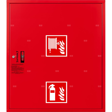 Hydrant DN 25 zawieszany z miejscem na gaśnicę pod zwijadłem, wąż 30 m, zamek patent, RAL 3000