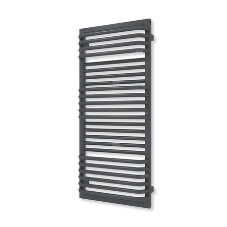 Grzejnik elektryczny TERMA POC 2 1040 x 450 mm, kolor metaliczny szary, moc 600 W, podłączenie ES, kabel spiralny z wtyczką srebrzysty