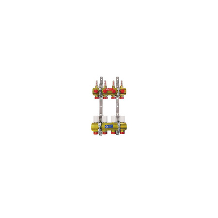 Rozdzielacz do ogrzewania podłogowego GIACOMINI R553F 9-obieg. mosiądz 1'' x eurocono 3/4'' + przepływomierz + termostat