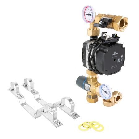 Grupa pompowa AFRISO BTU 501 nakrętka x nakrętka 1'' x 1'', z zaworem mieszającym, z pompą obiegową Grundfos UPM3 Auto