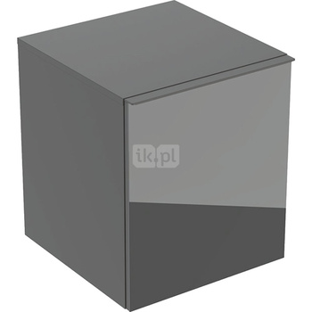 Szafka boczna Geberit Acanto, z jedną szufladą i jedną szufladą wewnętrzną: H=52cm, Korpus: lava / lakierowany matowy, Front: lava / szkło błyszczące, Uchwyt: lava / malowany proszkowo, matowy