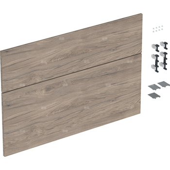 Zestaw frontów szuflad (2 szt.) do dolnej szafki pod umywalkę GEBERIT iCon, kol. orzech włoski hickory melamina, struktura drewna szer.900 mm