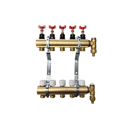 Rozdzielacz mosiężny do OP z przepływ. - QIK ECO - 5 sekcji