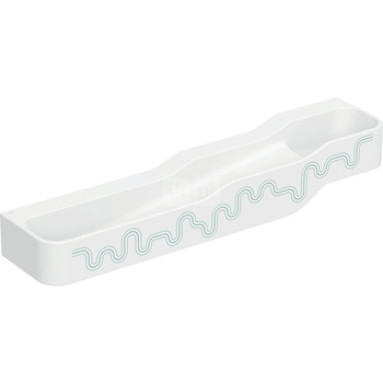 Umywalka GEBERIT Bambini 4-stanowiskowa prostokątna (rynna, elementy dekoracyjne), biała, 1800mm, bez otworu na baterię, bez odpływu przelewowego, półka od ściany