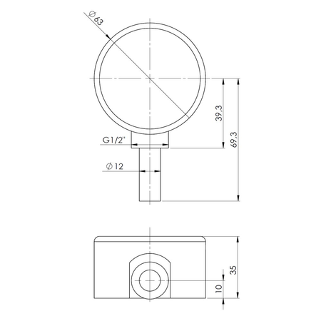 Termometr bimetaliczny AFRISO BiTh fi 63 mm 0…60'C tuleja 40 mm połączenie rad