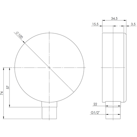 Manometr z rurką Bourdona AFRISO HY 0/2,5 bar radialne G1/2B fi 100 mm, kl. 1.6%