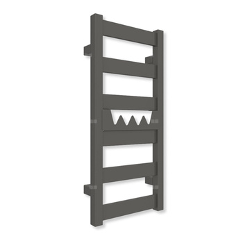 Grzejnik elektryczny TERMA VIVO 670 x 300 mm, kolor szary ciemny soft, moc 200 W, podłączenie E1, kabel prosty bez wtyczki z maskownicą szary