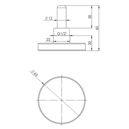 Termometr bimetaliczny AFRISO BiTh fi 63 mm 0…120'C tuleja 40 mm połączenie ax