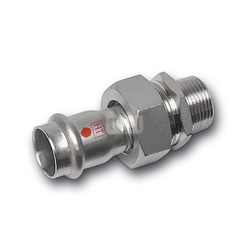 Śrubunek SANHA NiroTherm Industry z uszczelką trzyczęściowy, stal nierdzewna, 18 mm x 1/2'' (zw x GZ)