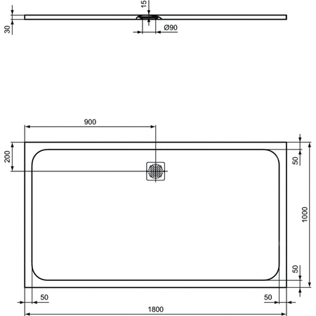 ULTRAFLAT S Brodzik 180x100 JET BLK RECT