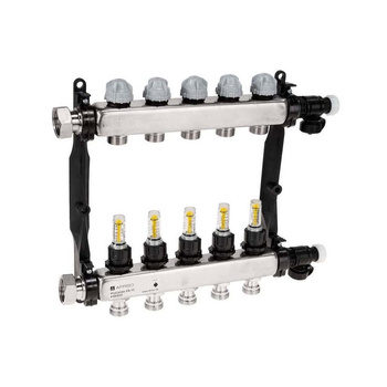 Rozdzielacz do ogrzewania podłogowego AFRISO ProCalida VA 1C 5-obieg. stal nierdzewna GZ 1'' x euroconus 3/4''