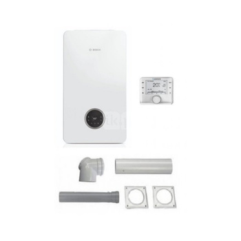 Pakiet - Kocioł gazowy dwufunkcyjny BOSCH TERMOTECHNIKA CONDENS GC2300iW24C kondensacyjny wiszący 25 kW + Czujnik temperatury zewnętrznej + RegulatorCW400 + Zestaw powietrzno-spalinowy szachtowy2581