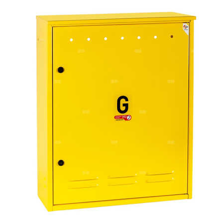 Skrzynka gazowa, 700x850x250, wolnostojąca, metalowa, ze skośnym daszkiem - żółta (na dwa gazomierze w pionie)