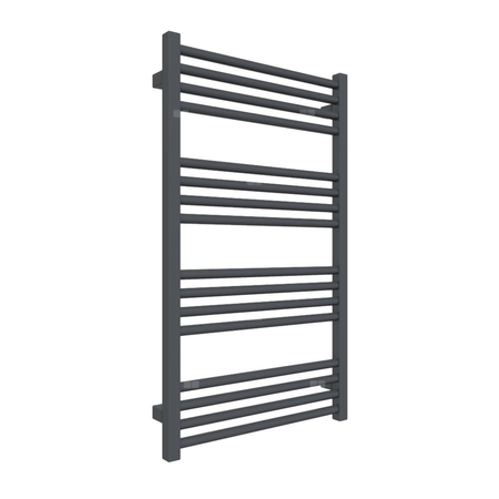 Grzejnik elektryczny TERMA FIONA 530 x 900 mm, kolor metaliczny szary, moc 400 W, podłączenie E8, kabel prosty bez wtyczki z maskownicą srebrzysty