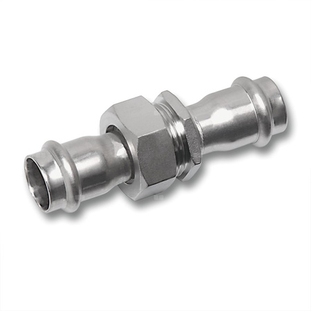 Śrubunek SANHA NiroSan Press trzyczęściowy, stal nierdzewna, 42 mm (zw x zw)