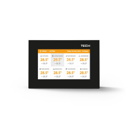 Bezprzewodowy panel kontrolny do listwy L-8e (montaż podtynkowy, kolorowy wyświetlacz) czarny M-8e