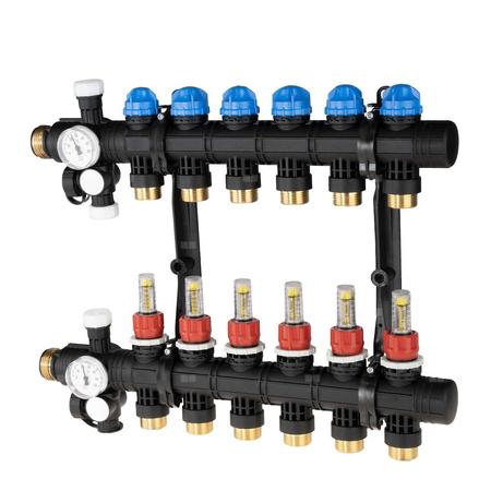 Rozdzielacz do ogrzewania podłogowego AFRISO ProCalida EF1 6-obieg. poliamid GZ 1'' x euroconus 3/4''