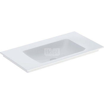 Umywalka GEBERIT ONE prostokątna, biała / KeraTect, 900mm, bez otworu na baterię, nakładany od góry, bez odpływu przelewowego, półki z obu stron