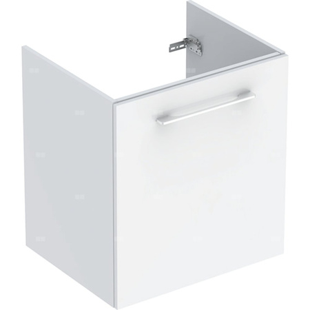 Szafka pod umywalkę meblową Geberit Selnova Square, slim, z jednymi drzwiami: B=58.8cm, Szerokość umywalki=60cm, H=63.5cm, T=50.2cm, Biały / Lakierowany na wysoki połysk