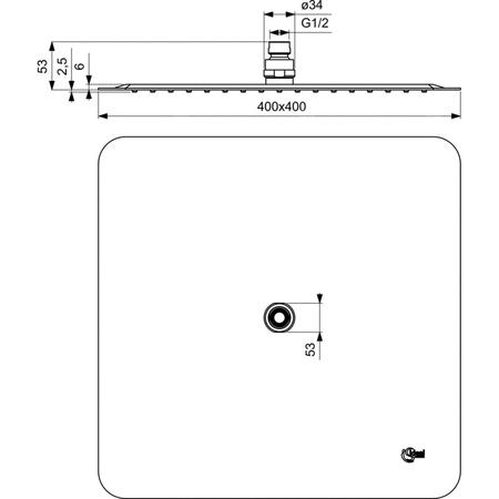 Głowica prysznicowa 400x53x400 mm 12 l/min (3 bary) - IDEALRAIN LUXE