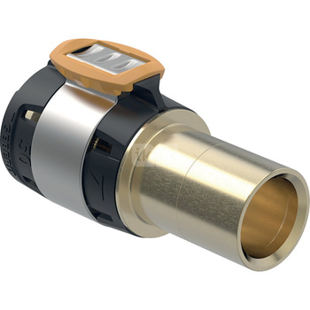 Złączka przejściowa  GEBERIT FlowFit / Mapress, brąz bezołowiowy, 63 mm x 54 mm (łącznik zaprasowywany x końcówka wsuwana)