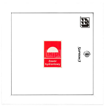 Dwa zawory hydrantowe typ ZH-52 wraz z obudową. Obudowa 550 wnękowa. Znak B, zamek OTS, kolor RAL 9003