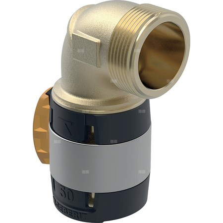 Kolano przejściowe 90' GEBERIT FlowFit, brąz bezołowiowy, 2'' x 63 mm (GZ x łącznik zaprasowywany)
