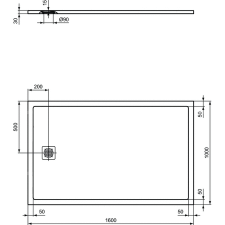 ULTRAFLAT S Brodzik 160x100 CONC GR RECT