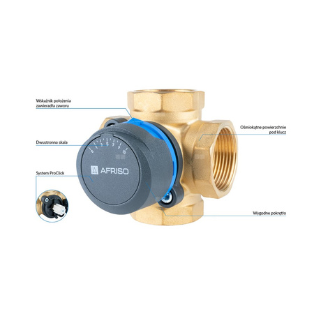 Zawór obrotowy czterodrogowy AFRISO ARV 485 ProClick, mieszający, DN 32