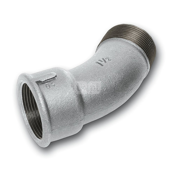 Łuk 45' SANHA 40#, żeliwo (cynk/nikiel) (ocynk), 1 1/4'' (GW x GZ)