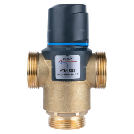 Zawór regulacyjny termostatyczny do wody ciepłej AFRISO ATM 883 mosiądz GZ 1 1/4'', DN 25, zakres temp. 35-60'C, Kvs 4.2 m3/h, maksymalna temperatura 110'C, maksymane ciśnienie 10 bar