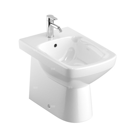 Geberit Selnova Square Bidet stojący przylegający do ściany, B35cm, H40cm, T53cm, częściowo ukryte mocowania, z przelewem, z otworem na baterię
