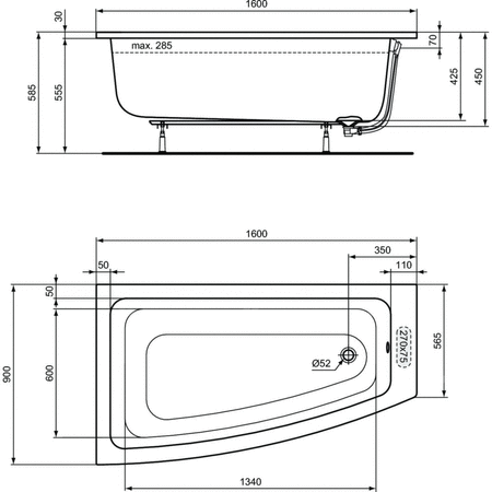 IS I.LIFE Wanna asymetryczna 160x90 LH