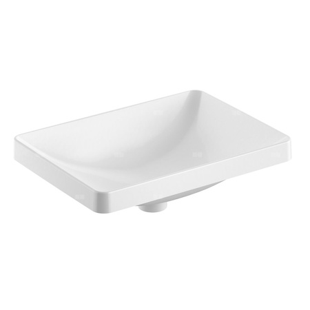 Umywalka GEBERIT Variform prostokątna, biała, 550mm, bez otworu na baterię, wpuszczana w blat, bez odpływu przelewowego, bez półki