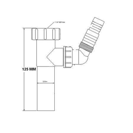 Przedłużka do syfonu umywalkowego 11/4"x32mm z podłączeniem do pralki lub zmywarki CHROM