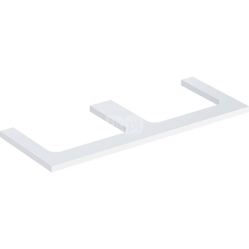 Blat pod umywalkę Geberit ONE z wycięciem, do prostokątnej umywalki nablatowej: B=119cm, Biały, Przekrój=Lewa i prawa strona, Lakierowany na wysoki połysk