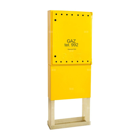 Punkt redukcyjno-pomiarowy na 2 gazomierze G4/G6, w pionie, w skrzynce z laminatu 670x870x250 - żółty