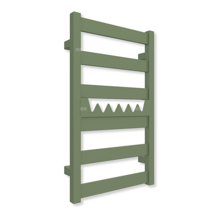 Grzejnik elektryczny TERMA VIVO 670 x 400 mm, kolor seledynowy groszkowy RAL6011, moc 200 W, podłączenie E8, kabel spiralny z wtyczką