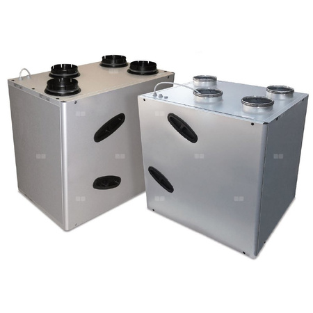 Rekuperator Reversus 200+ z panelem Wi-Fi, z entalpicznym wymiennikiem przeciwprądowym (wydatek 205 m³/h), z by-passem, z nagrzewnicą wstępną, z uchwytami mocującymi do ściany