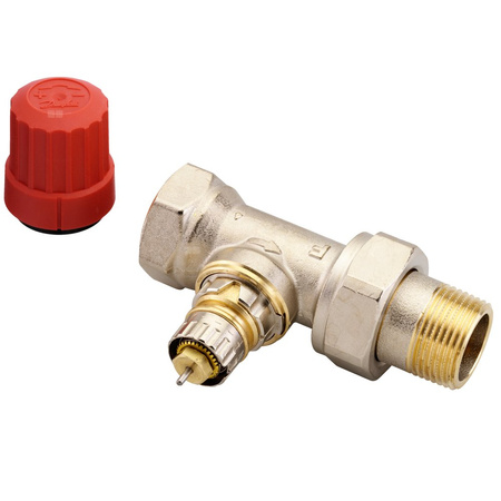 Zawór grzejnikowy termostatyczny DANFOSS prosty z nastawą wstępną (bez ograniczenia skoku), połączenie 3/4'' (niklowanie) biały