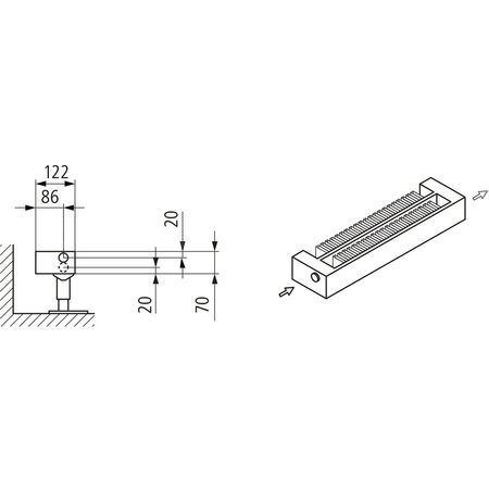 Kermi konwektor KNN22 70x122x1600 RAL9016, 6 bar, bez osłony, podł. 14