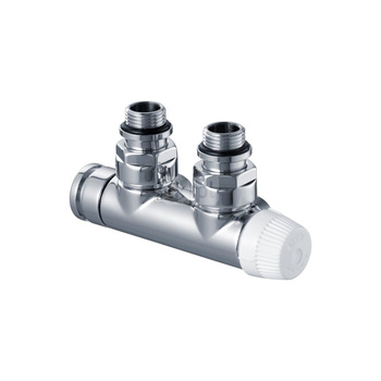 Zawór podwójny Therafix Design, czarny-mat, kątowy, lewy, 1/2", niezbędne złączki FEM24C/FEM24P/FEM24M