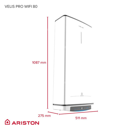 Elektryczny pojemnościowy podgrzewacz wody VELIS PRO WIFI 80 EU
