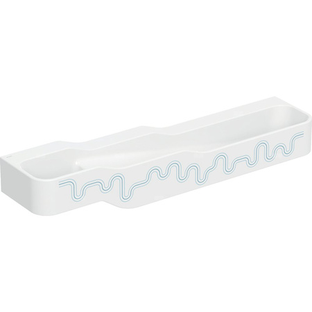 Umywalka GEBERIT Bambini 4-stanowiskowa prostokątna (rynna, elementy dekoracyjne), biała, 1800mm, bez otworu na baterię, bez odpływu przelewowego, półka od ściany