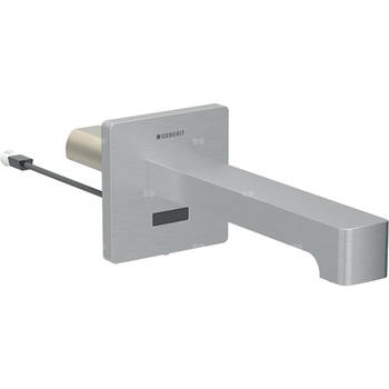 Bateria umywalkowa Geberit Brenta, ścienna: Imitacja stali nierdzewnej / Szczotkowany, powlekany easy-to-clean, L=17cm