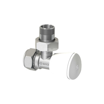 Zawór grzejnikowy ARCO TEIDE PLUS kątowy (kąt prosty), połączenie 1/2'' x 15 (chrom) biały