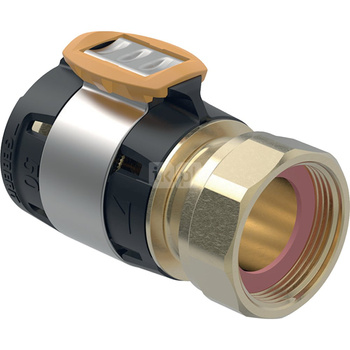 Złączka przejściowa GEBERIT FlowFit, brąz krzemowy bezołowiowy, 2 3/8'' x 50 mm (nakrętka x łącznik zaprasowywany)