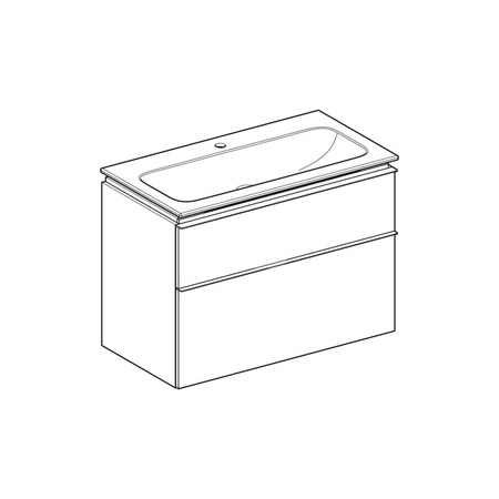 Umywalka GEBERIT iCon prostokątna, biała / KeraTect, 600mm, otwór na baterię na środku, nakładany od góry, bez odpływu przelewowego, półka od ściany