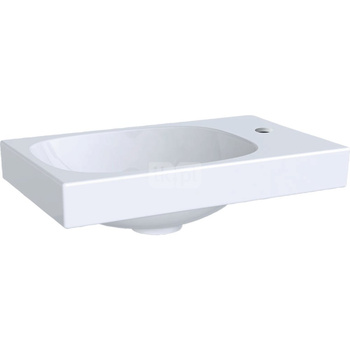 Umywalka GEBERIT Acanto prostokątna, biała / KeraTect, 400mm, otwór na baterię z prawej, bez odpływu przelewowego, półka z prawej
